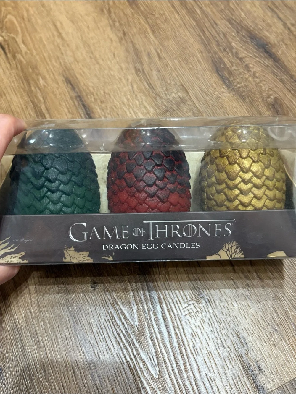 NWT Game of Thrones Dragon Egg Candle Set of 3 - Green, Red, Gold
